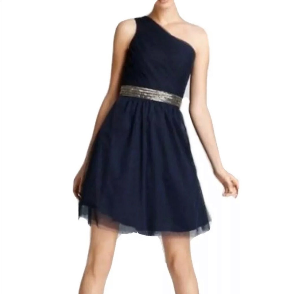 MaxandCleo One Shoulder Navy Blue Dress - Used